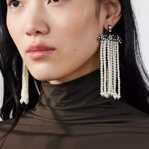 Zara rhinestone pearl waterfall earrings